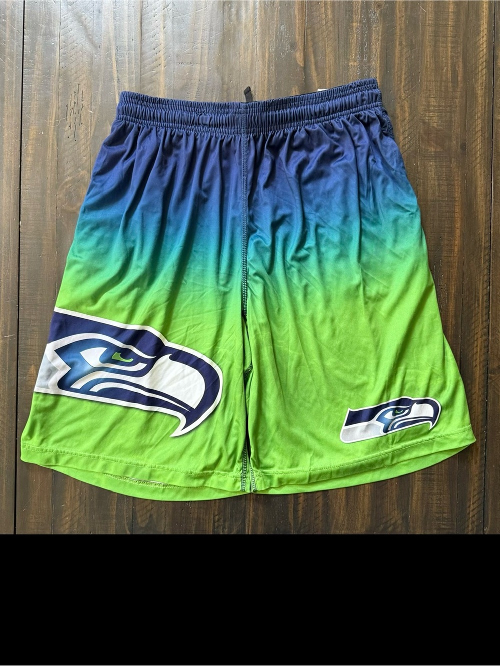 Seattle Seahawks NFL Gradient Blue/Green Big Logo Training Shorts Men’s Large